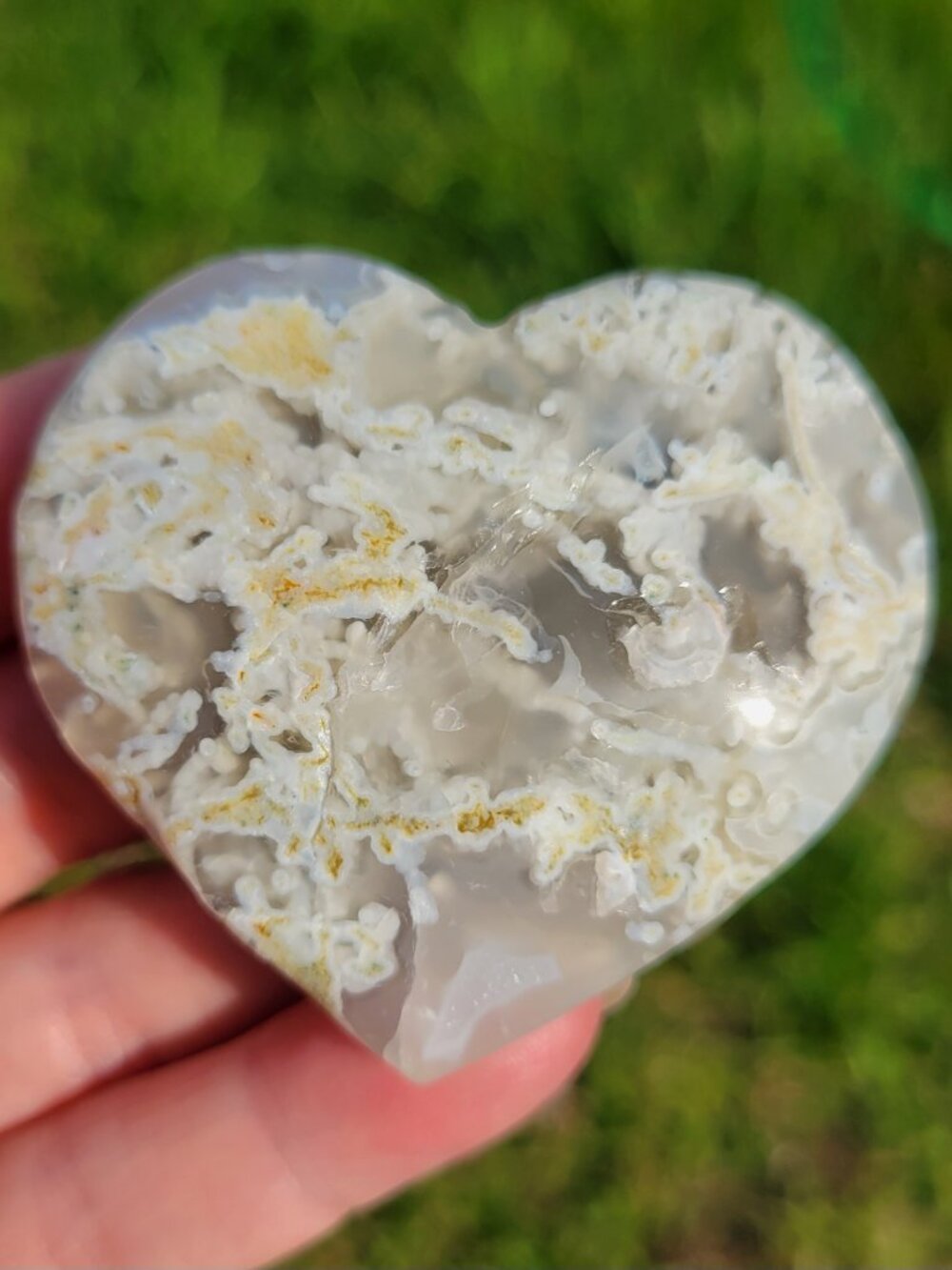 Moss Agate Heart Palm Stone  (MA324)